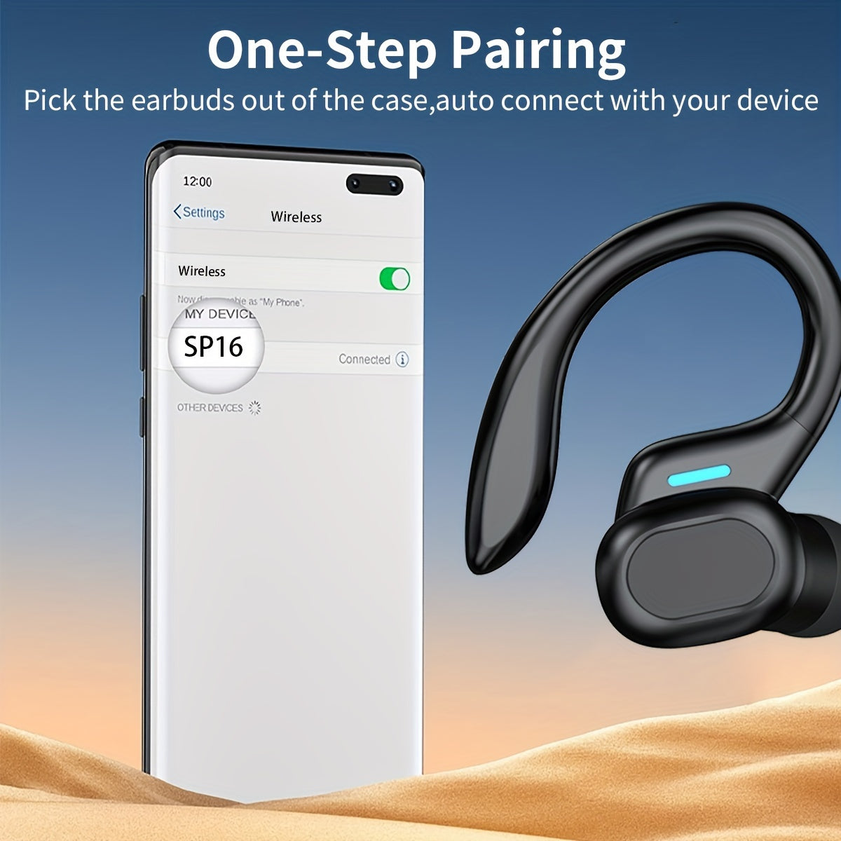 LIFEBEE True Wireless Earbuds with Mic, TWS In-Ear Headphones with ENC Noise Cancelling, Touch Control Volume, Wireless Sports Earhook, LED Display Charging Case, Semi-Open-Back, Compatible with Cellphones, 300mAh Rechargeabl
