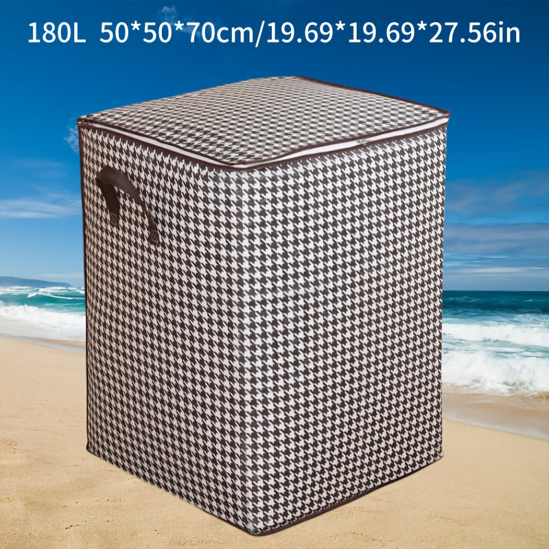 1pc Foldable Woven Storage Basket with Handles - Thick, Organizer for Clothes and Quilts, Ideal for Moving and Home Organization, Clothes Organizer Storage
