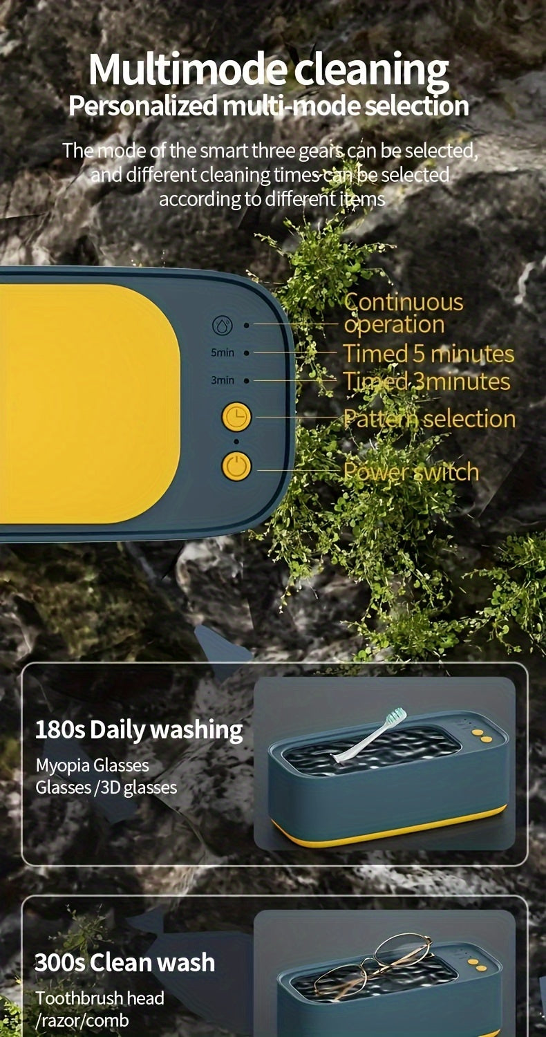 [45KHZ Jewelry Washer] 45KHZ Professional Jewelry Washer - 12OZ Water Tank for Glasses, Watches, Earrings, Rings, Necklaces, Razors, Contact Lens - Effortless Home Use, Winter Christmas Gifts