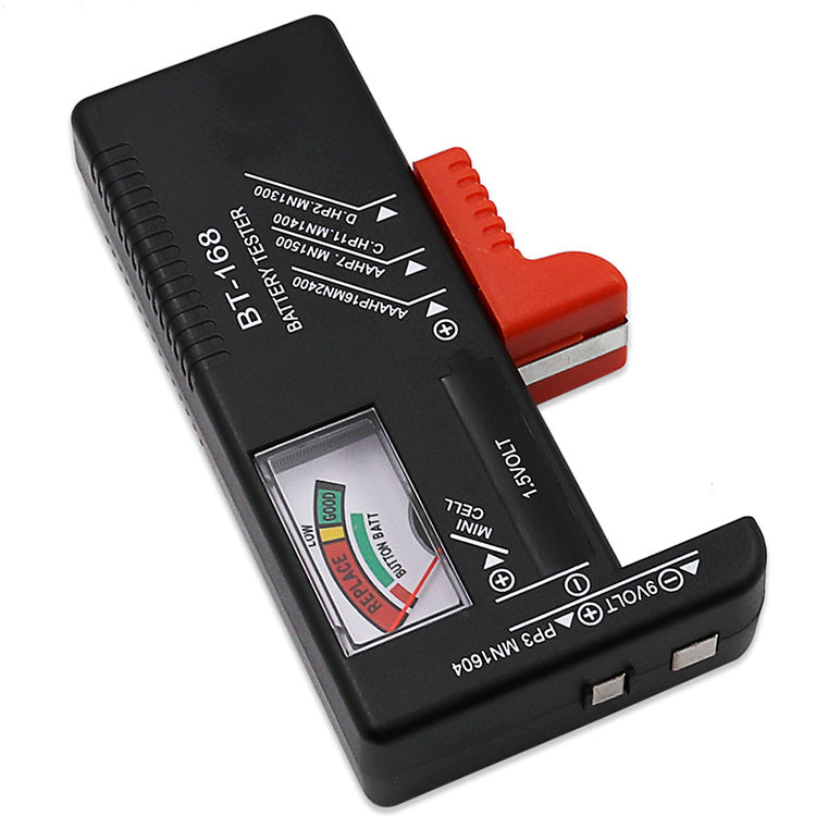 BT-168 Universal Battery Tester - Quickly Check AA/AAA/C/D/9V/1.5V Batteries With Colour-Coded Meter Indicators!