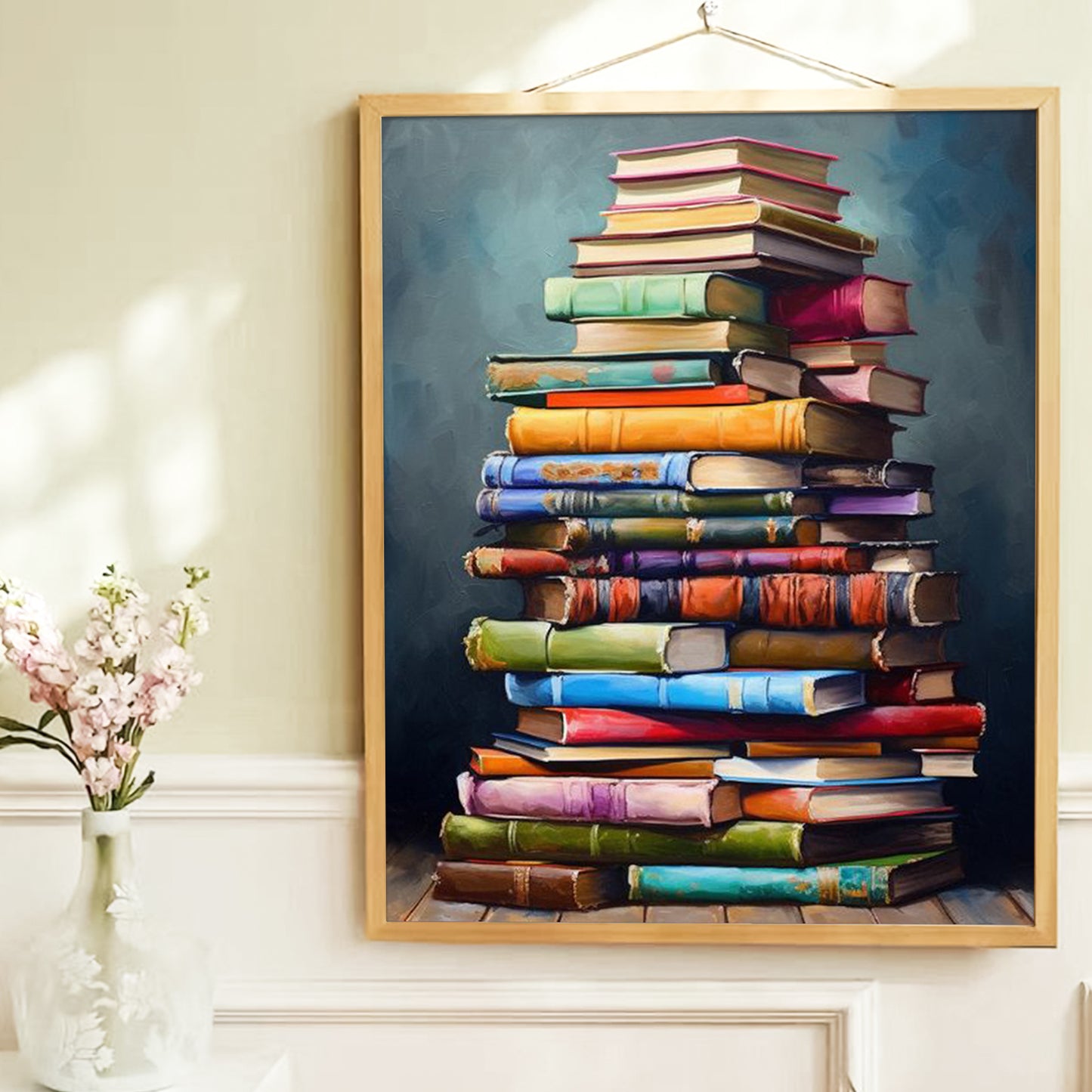 DIY Paint by Numbers Kit for Adults, Acrylic Painting Kit 16x20inch, Canvas Tower of Books Wall Art Home Decor, Ideal Gift for Mother's Day, Father's Day, Birthdays, Christmas - Frameless