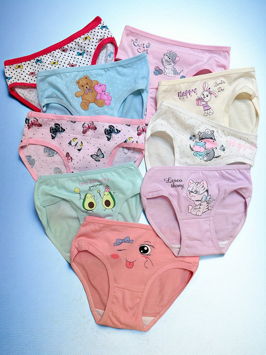 4pcs 4-Pack Cartoon Print Toddler Girls Breathable Briefs Underwear