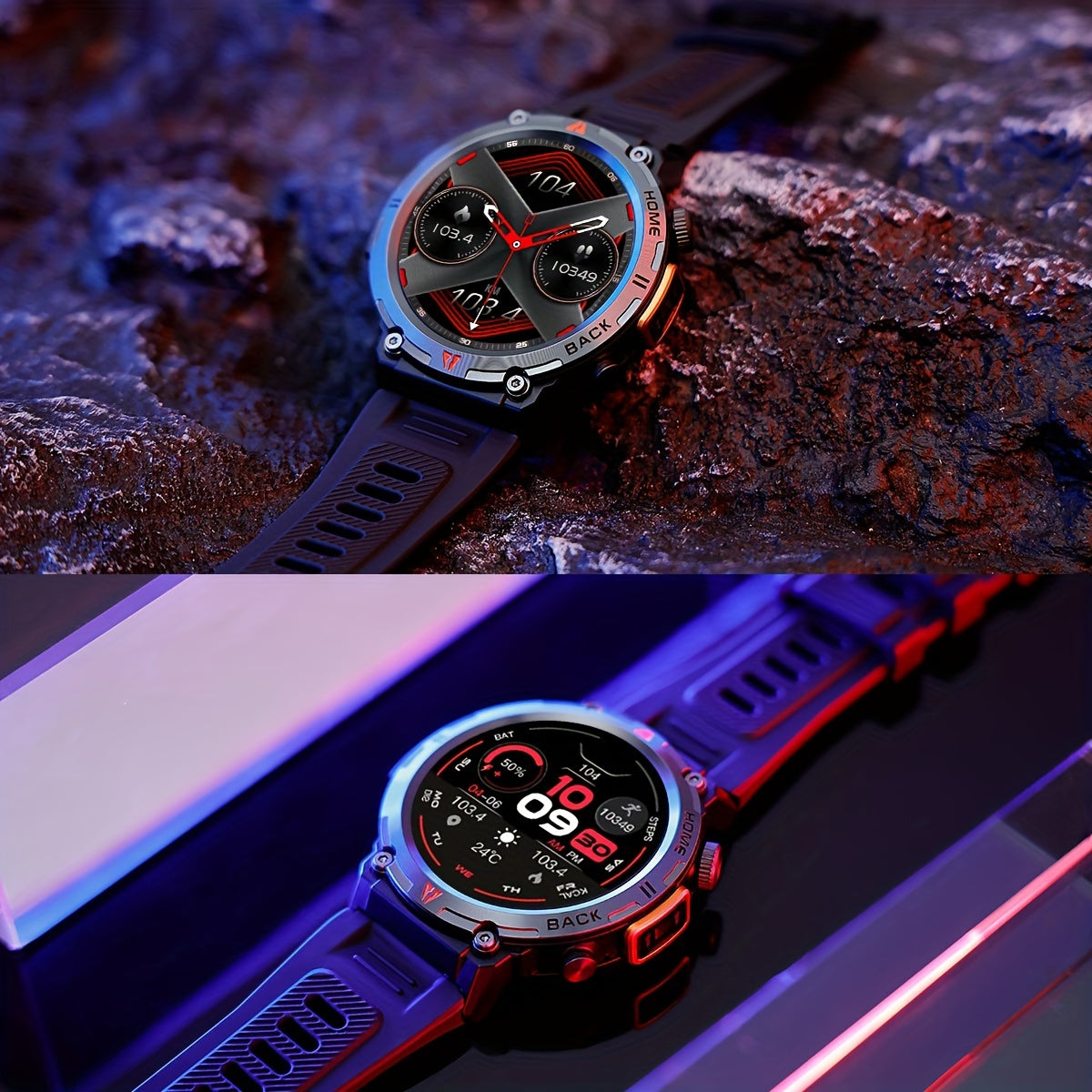 1pc JELLOO Men'S Smartwatch with 360p TFT Display, 1.45" Screen, 300mAh Rechargeable Battery, 3ATM Water Resistance, Wireless 5.2, USB Charging, LED Flashlight, Pedometer, Sports Modes, Compatible with iPhone & Android - Idea