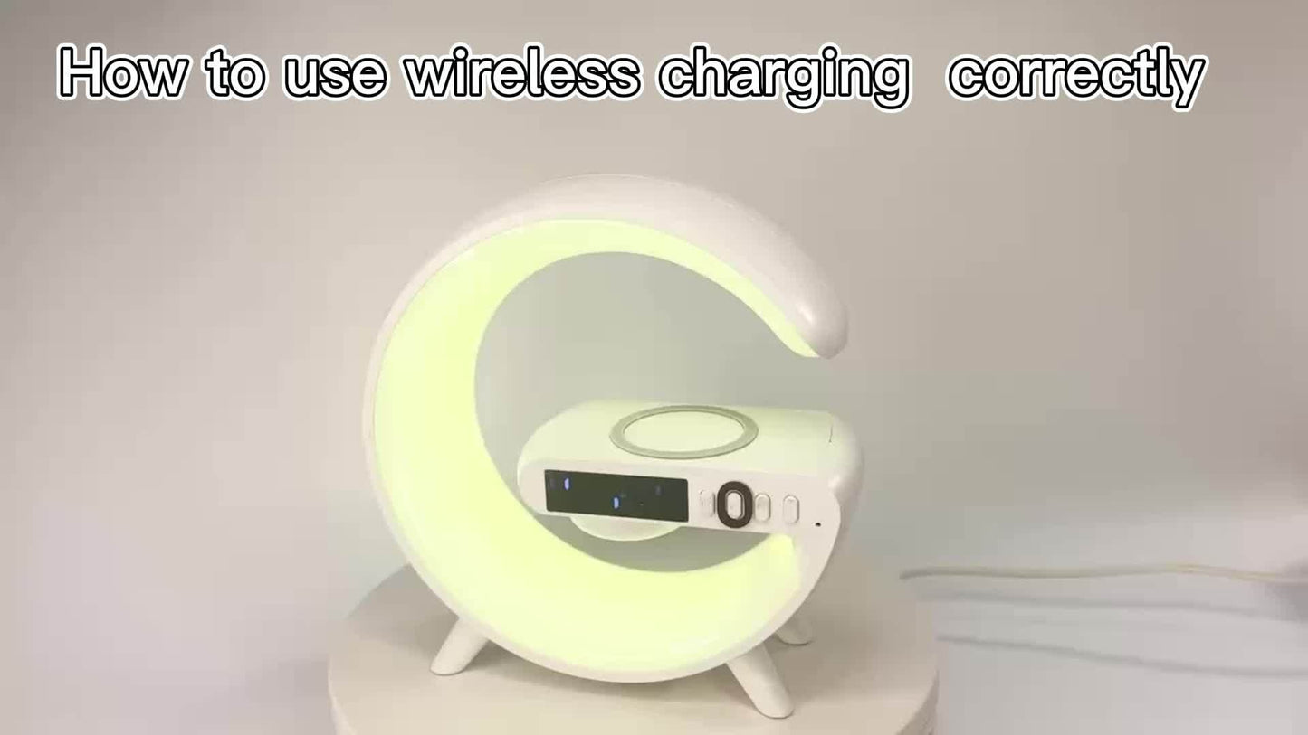 [Wireless Speaker] 1pc Kouzone Wireless Speaker | Dimmable Alarm Clock, Sunrise Simulation, Tabletop Mono Sound Machine with Night Light, USB Type-C, Button Control, 5.2 Surround Sound, Rechargeable Lithium Polymer Battery, I