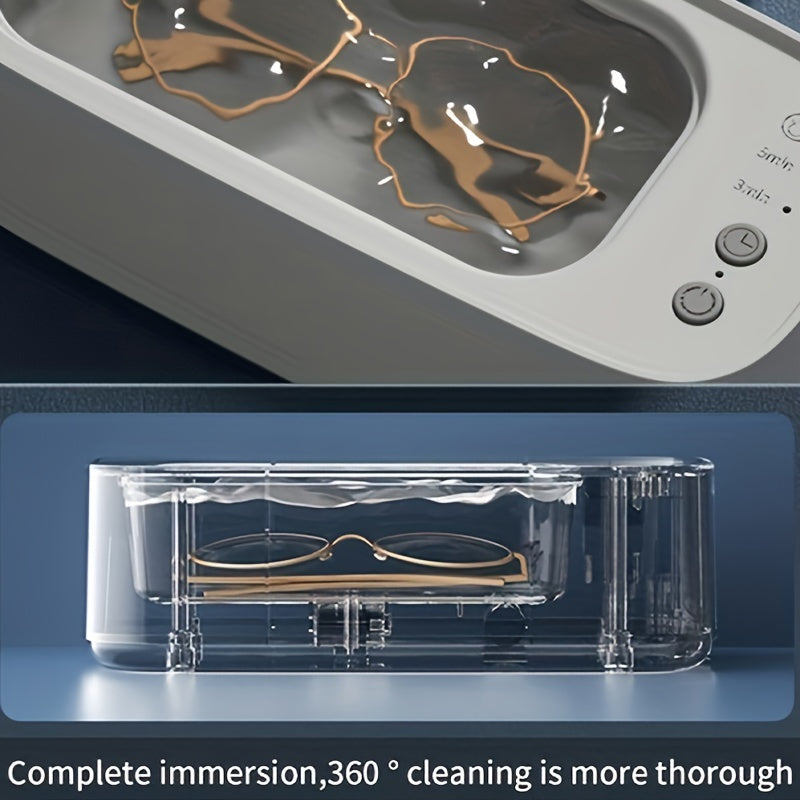 [45KHZ Jewelry Washer] 45KHZ Professional Jewelry Washer - 12OZ Water Tank for Glasses, Watches, Earrings, Rings, Necklaces, Razors, Contact Lens - Effortless Home Use, Winter Christmas Gifts