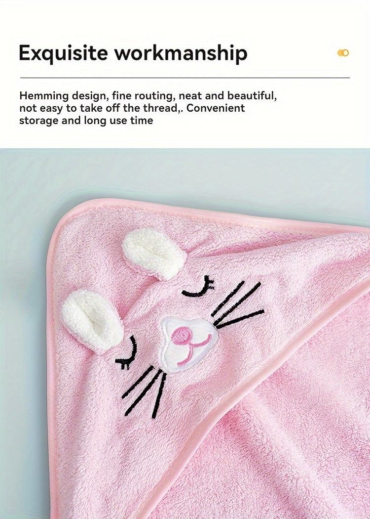 Super Absorbent Microfiber Baby Bathrobe - Adorable Elephant Hooded Towel with Matching Hat, Soft & Cozy for Boys and Girls 0-2 Years, Cartoon Design, Machine Washable, Baby Bath Accessories