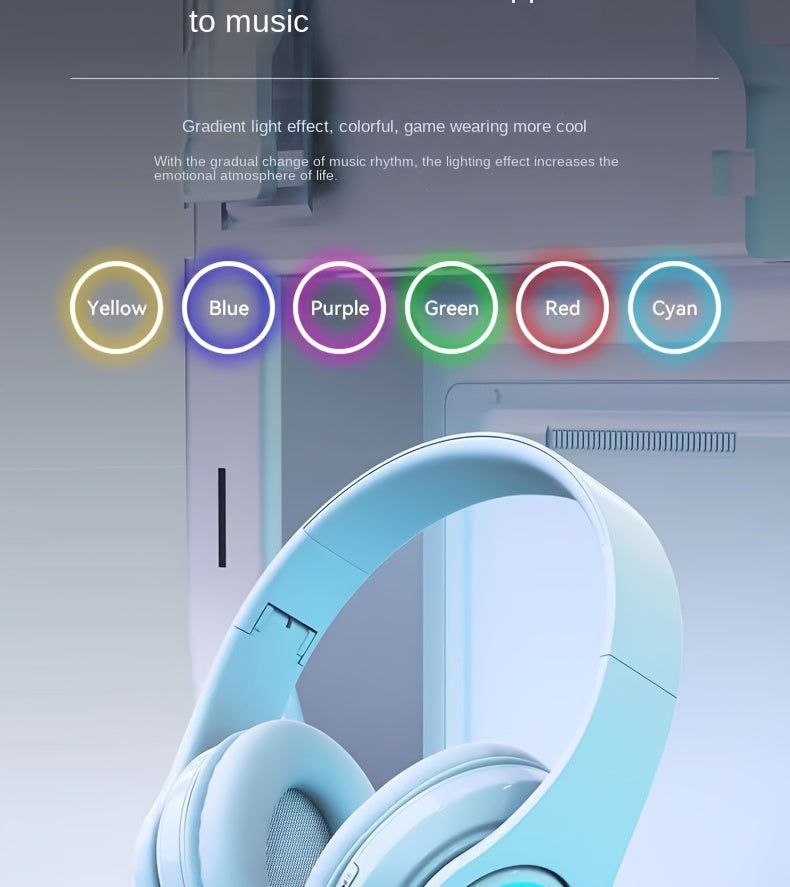39 Luminous Wireless Headphones with Plug-in, Wired and Wireless Multifunctional Use