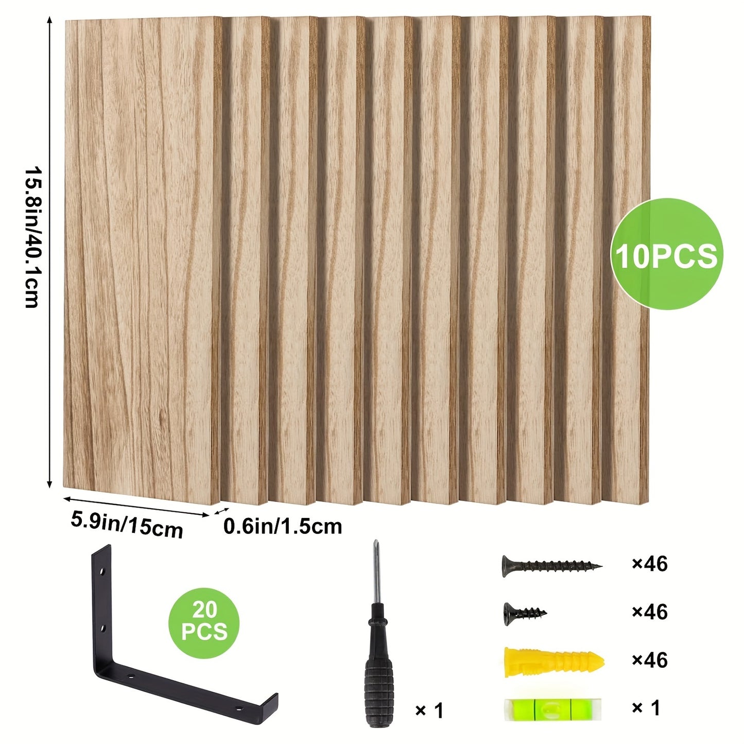 10-Pack Heavy-Duty Floating Shelves - Natural Wood Modern Minimalist Wall Shelves, Large 15.8x5.9 Inch Floating Shelves for Living Room, Kitchen, Bathroom, Bedroom - Easy Installation with Pre-Drilled Holes - Space-Saving Sto