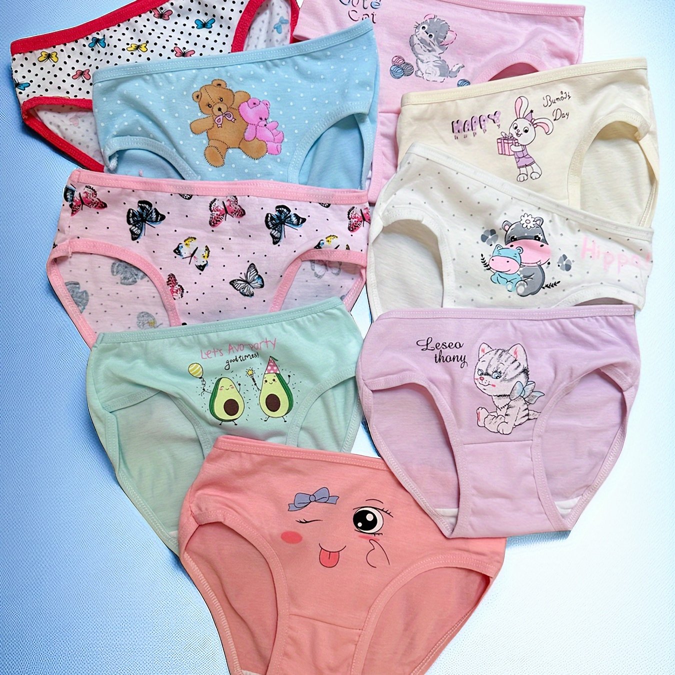 4pcs 4-Pack Cartoon Print Toddler Girls Breathable Briefs Underwear