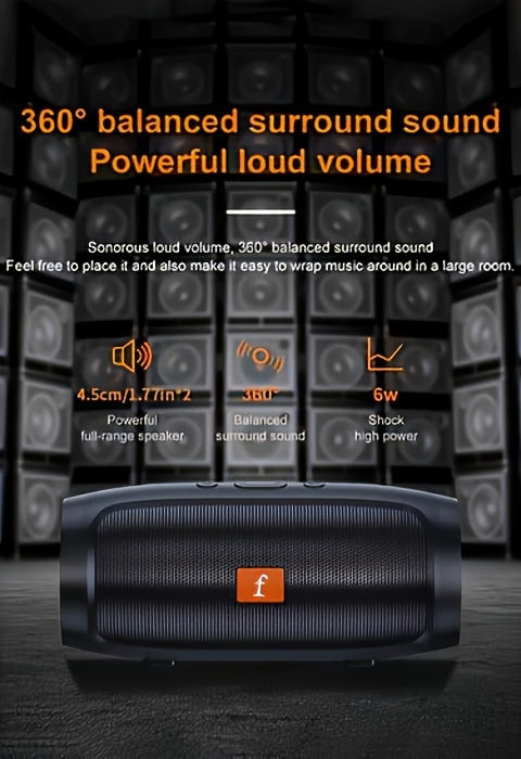 [Wireless Speaker] F524 Wireless Speaker Dual Channel Subwoofer Loud Surround Home Convenient Car Black