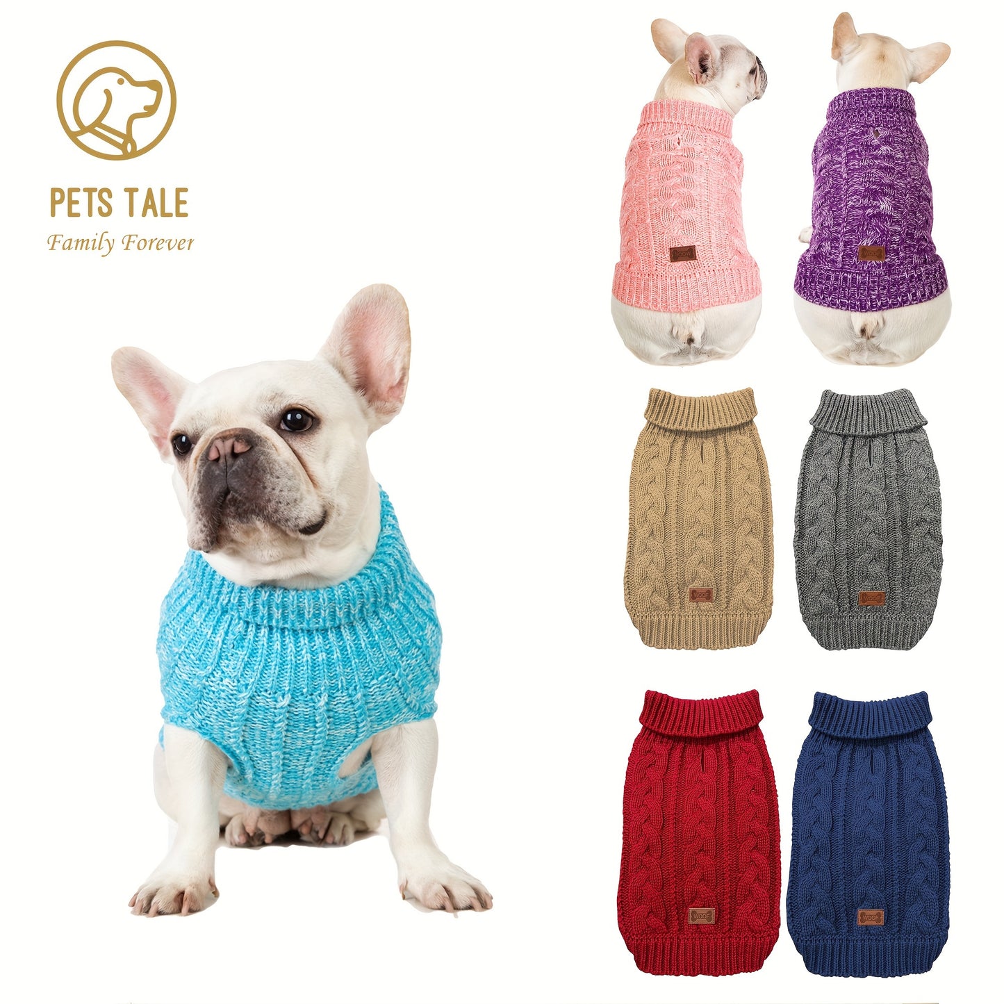 1pc PETS TALE Acrylic Knit Dog Sweater, Pullover Style with Cable Chain Detail, Machine Washable, for Mini, Toy, Small, Medium, Large Breeds, Dog Sweater for Small Dogs