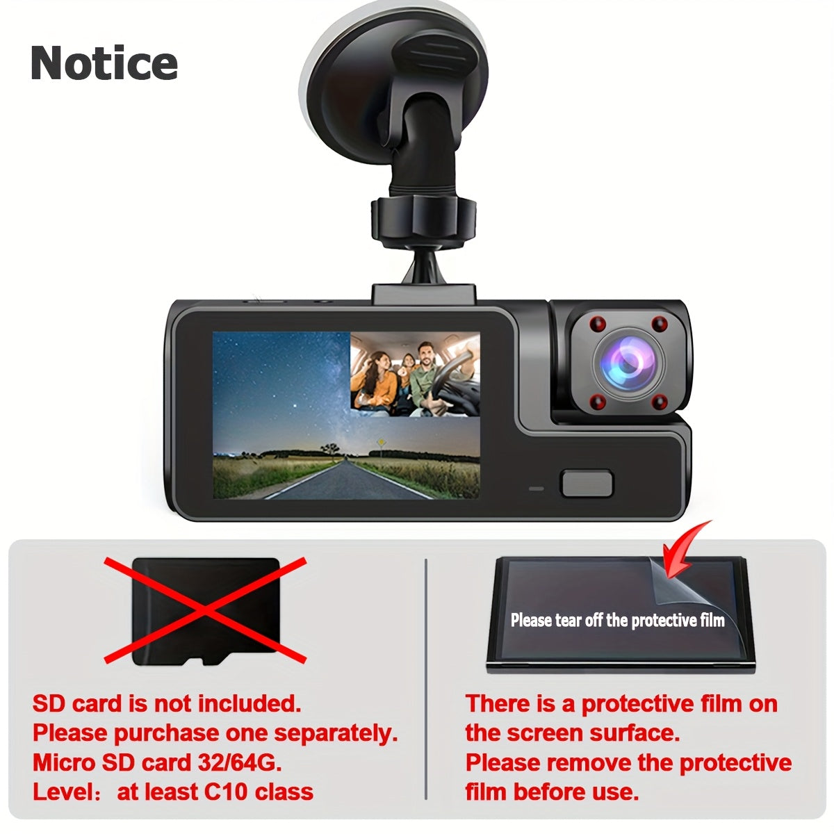 [Dash Cam] Dash Cam Front and Inside, HD 1080P Recording Car DVR Cam with 170° Wide Angle, Night Vision,Small Dash Camera for Cars, 24h Parking Monitor, Loop Recording,G-Sensor, Without SD Card