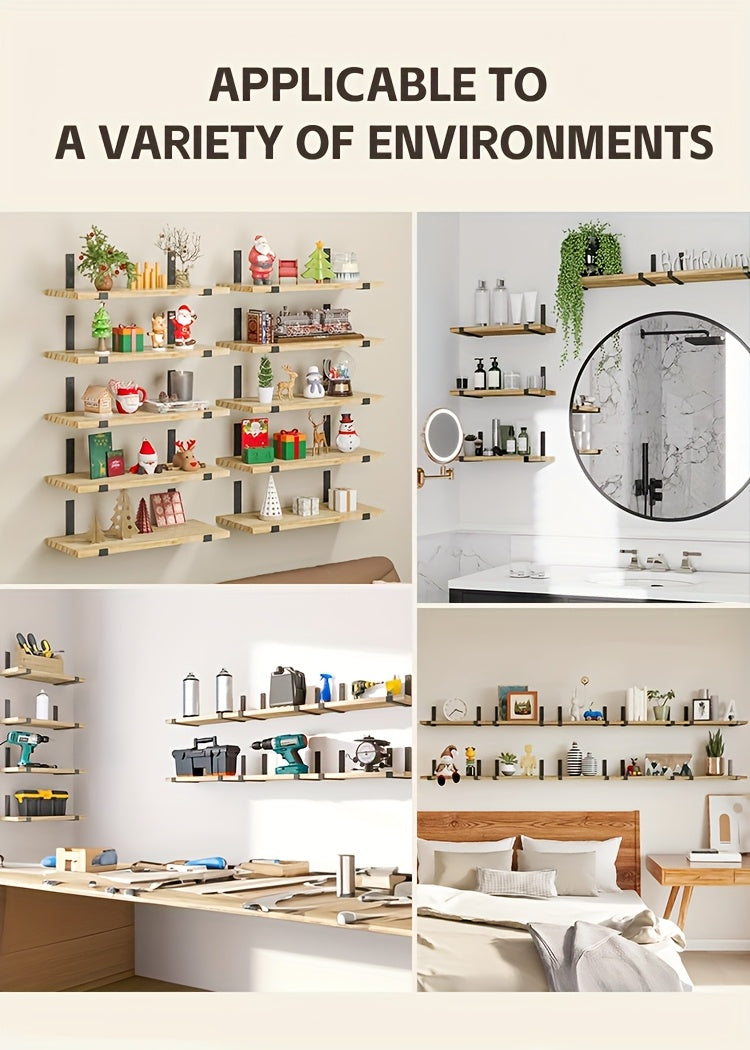 10-Pack Heavy-Duty Floating Shelves - Natural Wood Modern Minimalist Wall Shelves, Large 15.8x5.9 Inch Floating Shelves for Living Room, Kitchen, Bathroom, Bedroom - Easy Installation with Pre-Drilled Holes - Space-Saving Sto