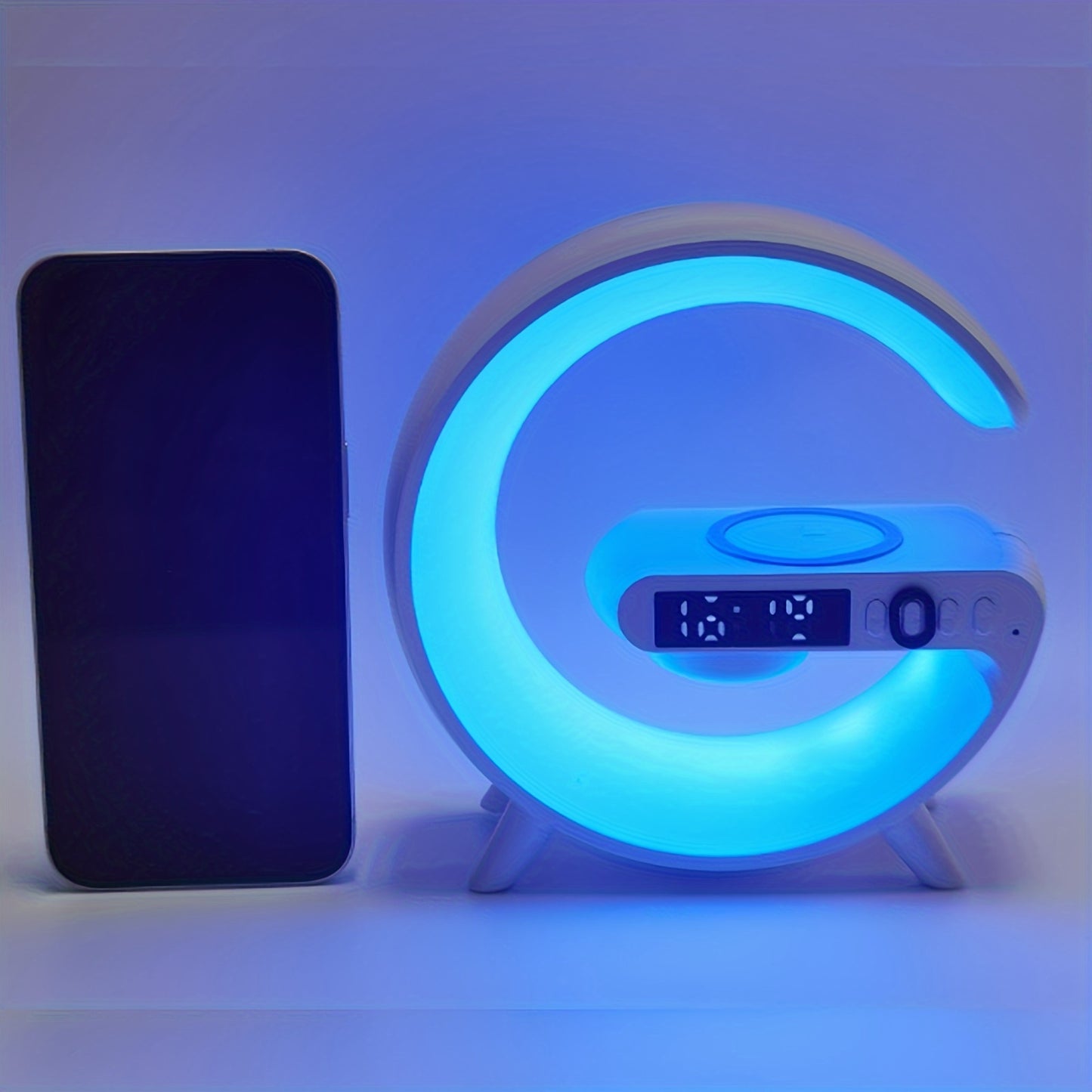 [Wireless Speaker] 1pc Kouzone Wireless Speaker | Dimmable Alarm Clock, Sunrise Simulation, Tabletop Mono Sound Machine with Night Light, USB Type-C, Button Control, 5.2 Surround Sound, Rechargeable Lithium Polymer Battery, I