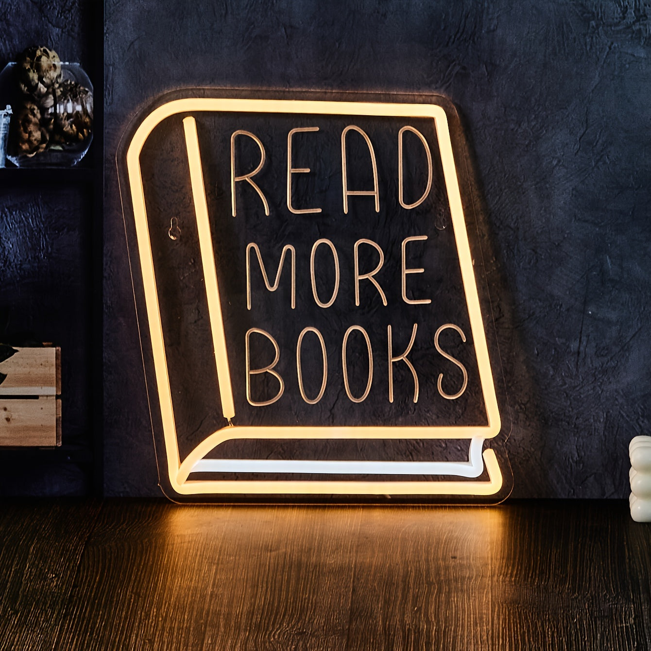 Unique "READ MORE BOOKS" USB-Powered Neon Sign for Book Lovers - Ideal for Bookstores, Reading Rooms, and Study Spaces