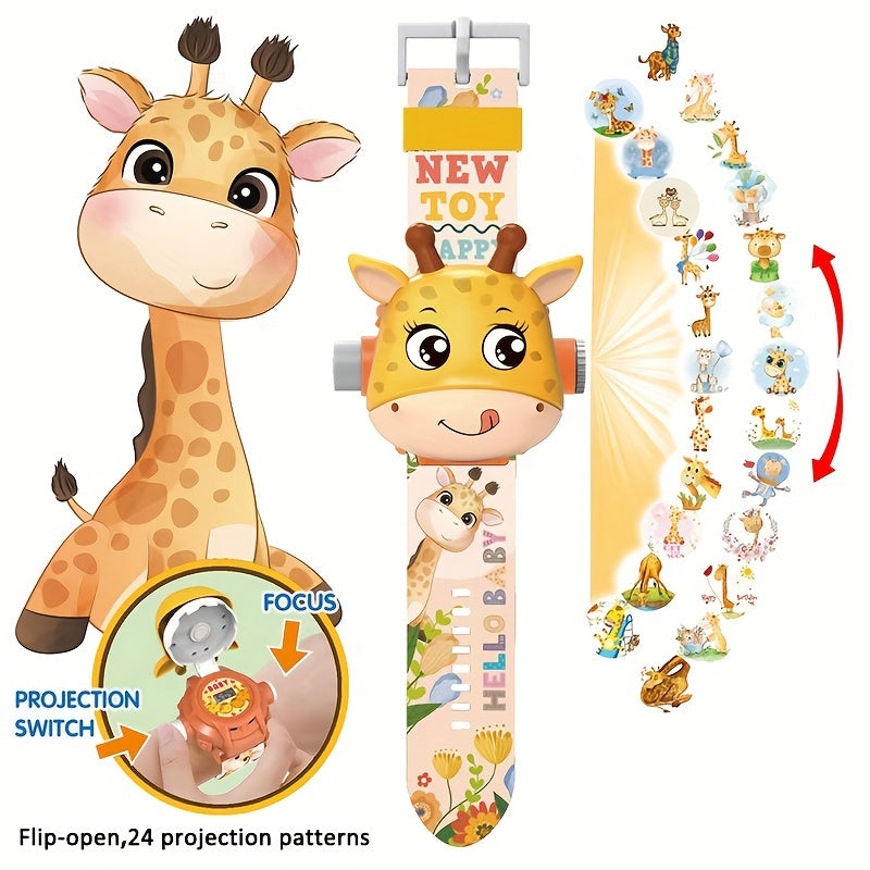 Children Dinosaur Projection Watch Electronic Watch For Kids Flip Watch Adjustable Digital Screen 3D Cartoon Animal 24 Projection Patterns Birthday Gift Educational Toy Christmas, Halloween Gift