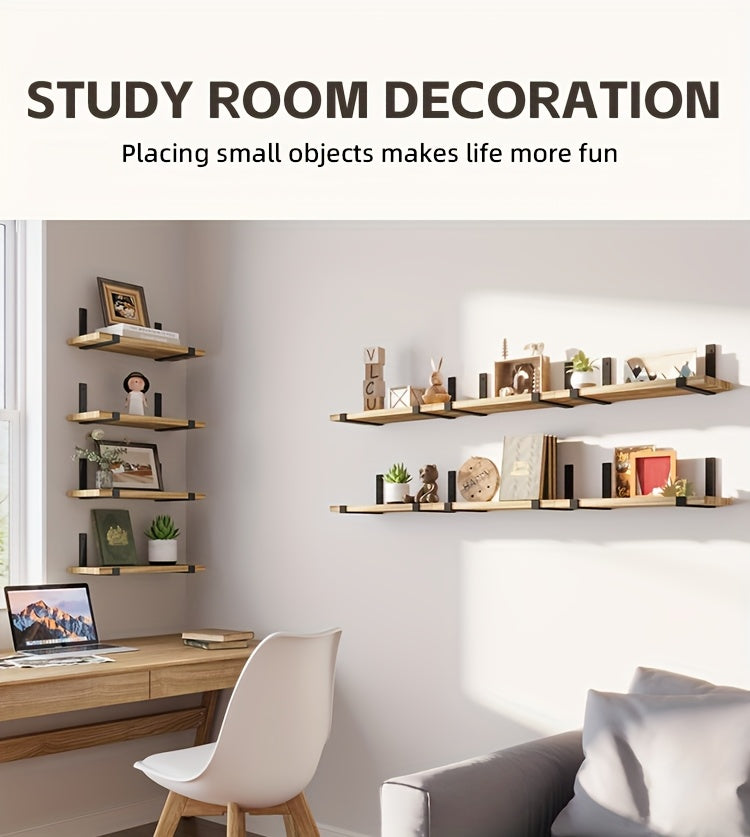 10-Pack Heavy-Duty Floating Shelves - Natural Wood Modern Minimalist Wall Shelves, Large 15.8x5.9 Inch Floating Shelves for Living Room, Kitchen, Bathroom, Bedroom - Easy Installation with Pre-Drilled Holes - Space-Saving Sto