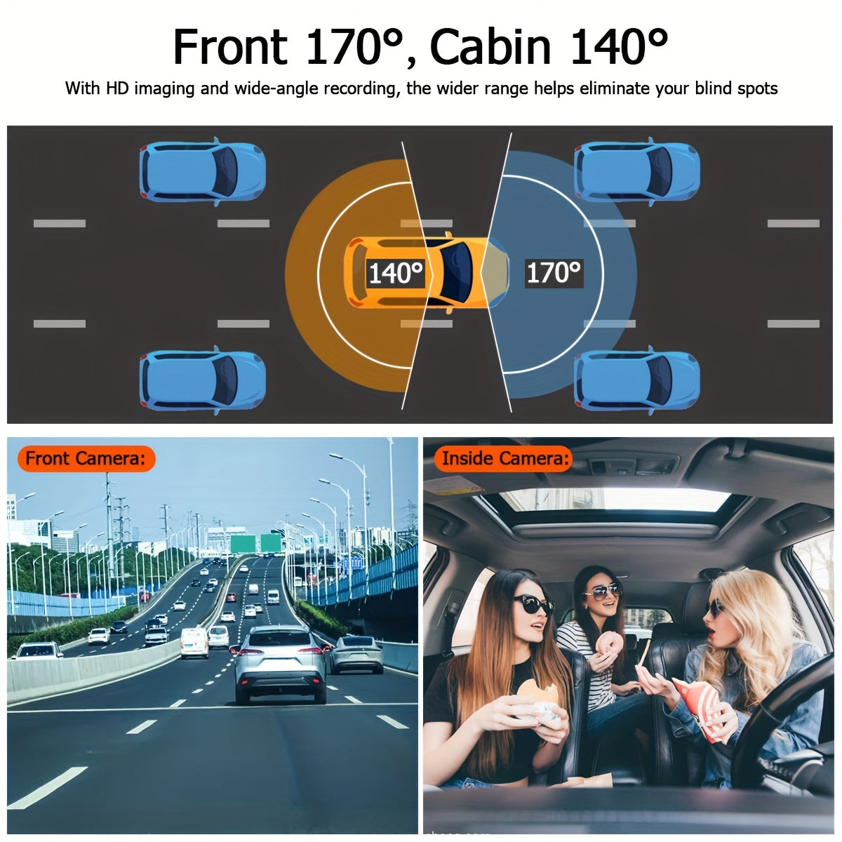 [Dash Cam] Dash Cam Front and Inside, HD 1080P Recording Car DVR Cam with 170° Wide Angle, Night Vision,Small Dash Camera for Cars, 24h Parking Monitor, Loop Recording,G-Sensor, Without SD Card