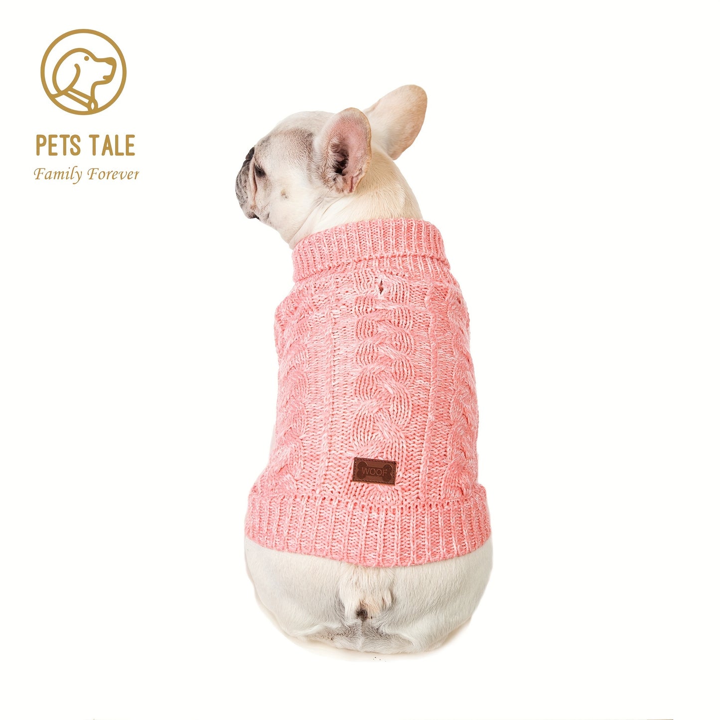 1pc PETS TALE Acrylic Knit Dog Sweater, Pullover Style with Cable Chain Detail, Machine Washable, for Mini, Toy, Small, Medium, Large Breeds, Dog Sweater for Small Dogs