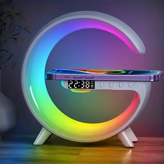 [Wireless Speaker] 1pc Kouzone Wireless Speaker | Dimmable Alarm Clock, Sunrise Simulation, Tabletop Mono Sound Machine with Night Light, USB Type-C, Button Control, 5.2 Surround Sound, Rechargeable Lithium Polymer Battery, I