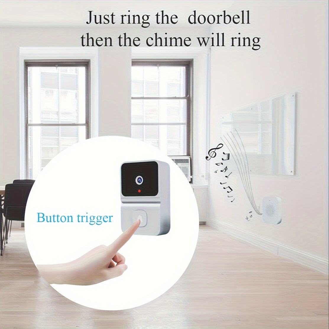 [Smart WiFi Doorbell] 1pc Smart WiFi Doorbell Camera with 2-Way Audio, Night Vision, USB Rechargeable | Wireless Security Camera, App Control, 2.4G WiFi, Compact Design for Home Security & Front Door Monitoring