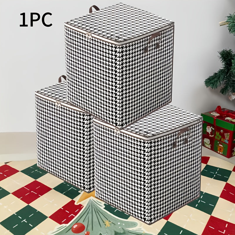 1pc Foldable Woven Storage Basket with Handles - Thick, Organizer for Clothes and Quilts, Ideal for Moving and Home Organization, Clothes Organizer Storage