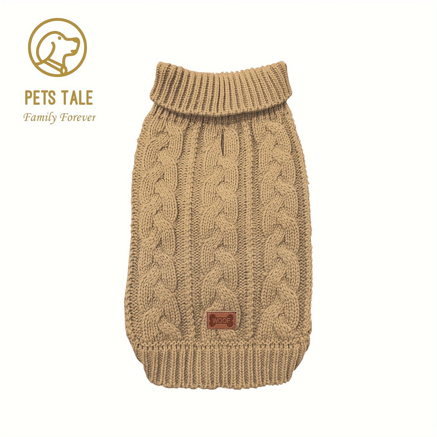 1pc PETS TALE Acrylic Knit Dog Sweater, Pullover Style with Cable Chain Detail, Machine Washable, for Mini, Toy, Small, Medium, Large Breeds, Dog Sweater for Small Dogs