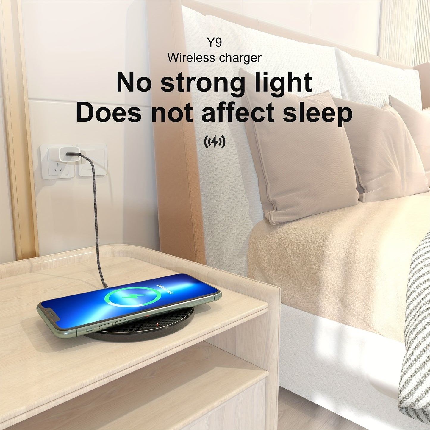 10W Fast Wireless Charger, Compatible with iPhone 16/15/14/13/12/11/8 Series, S23/S22/S21/S20/S10/S9/S8/S7/S6 Series, Note 10/9/8/5 Series, Slim Design for Bedside & Office Desk, Free Cable Included