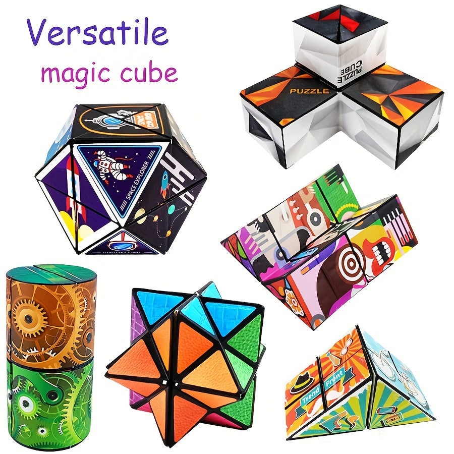 [3D Hexagon Puzzle for Youngsters] Infinity Magic Cube - 3D Hexagon Puzzle for Youngsters, Space Geometry Flip Toy, Brain Boost & Relax, Mixed Colors, ABS Material