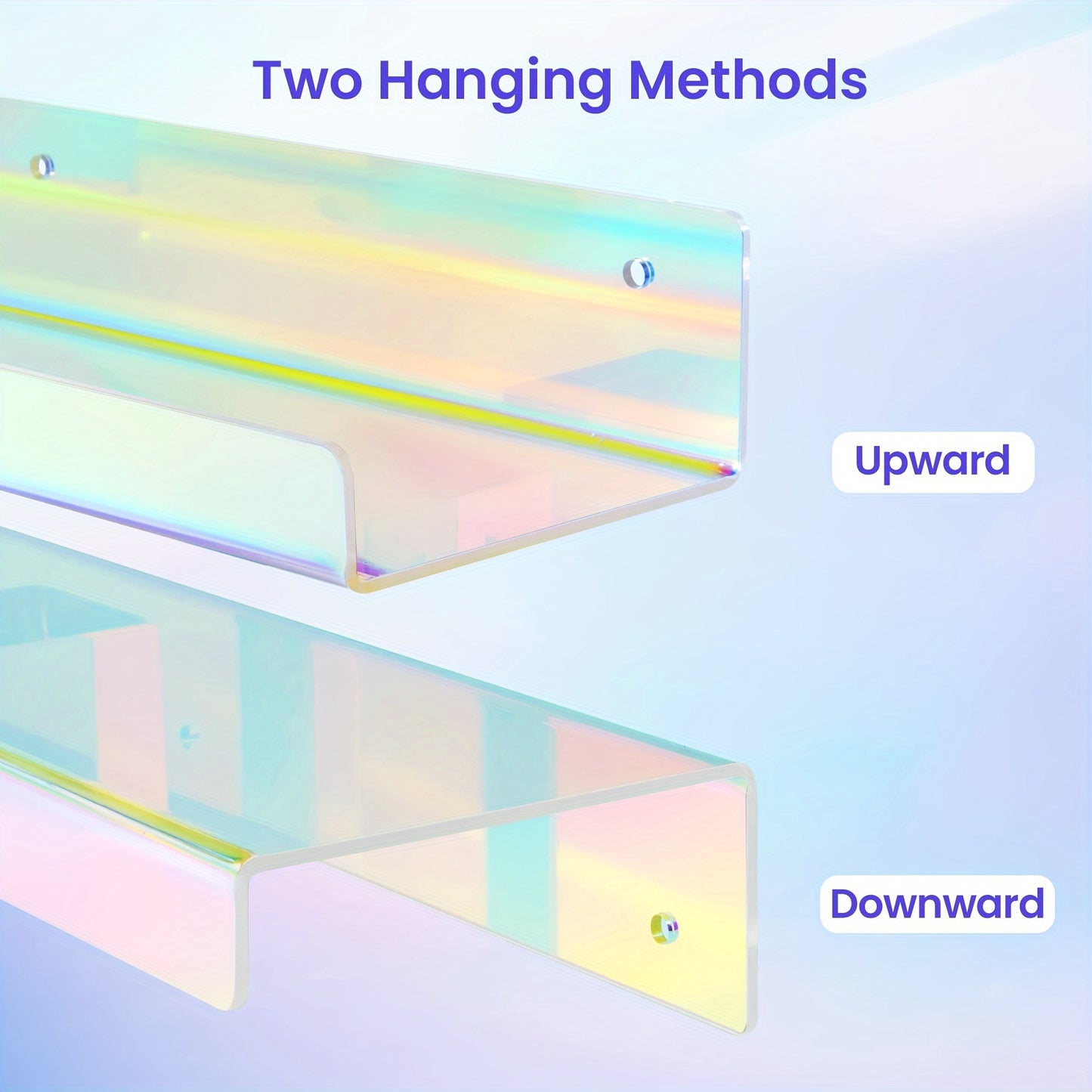 6-Pack Rainbow Acrylic Floating Shelves With Mounting Kit, Wall-Mounted Kids' Shelving For Books, Nail Polish Rack, Perfume Display Wall Shelf For Bedroom, Living Room, Bathroom