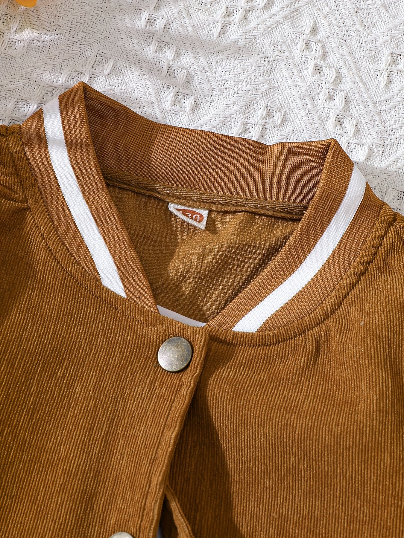 Girls 2pcs Long Sleeve Baseball Jacket Button Coat & Pleated Short Skirt Letter B Print Corduroy Preppy Casual Kids Outdoor Clothes For Spring And Autumn