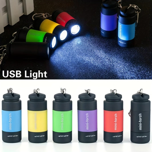 USB Rechargeable Portable Flashlight Keychain Mini Flashlight Camping Super Bright Light Outdoor Products