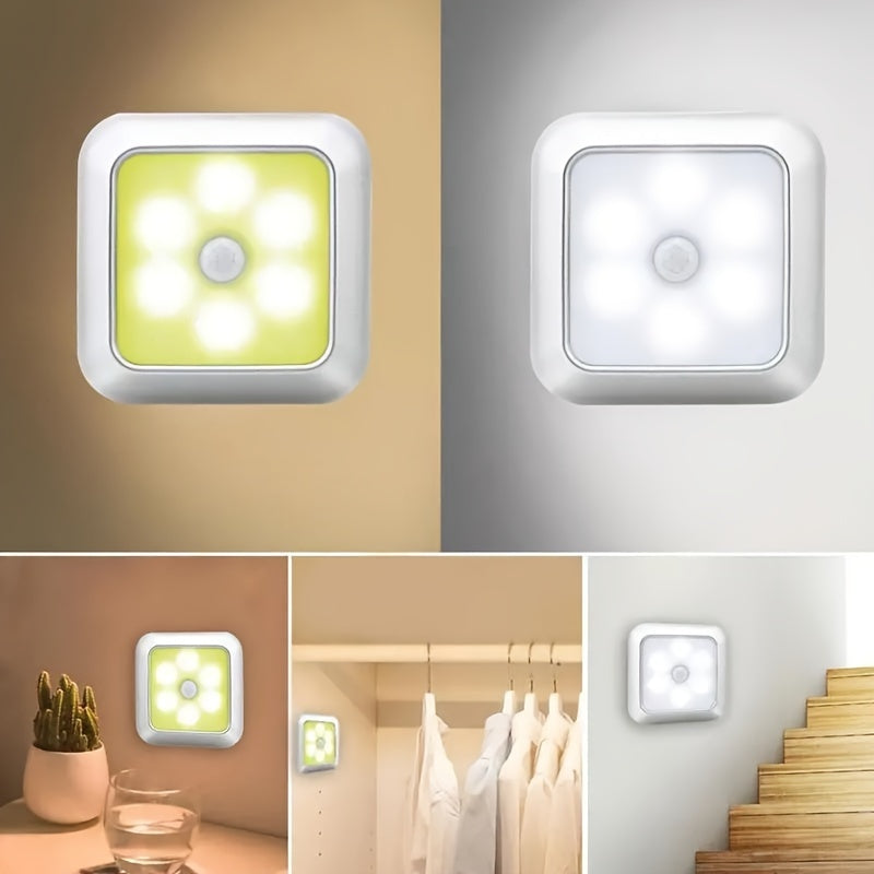 1pc 6LED Motion Sensor Night Light LED Wall Lamp Closet Cabinet Stair Wireless for Ladder Bedroom Corridor Staircase Indoor Decoration