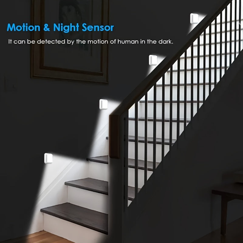 1pc 6LED Motion Sensor Night Light LED Wall Lamp Closet Cabinet Stair Wireless for Ladder Bedroom Corridor Staircase Indoor Decoration