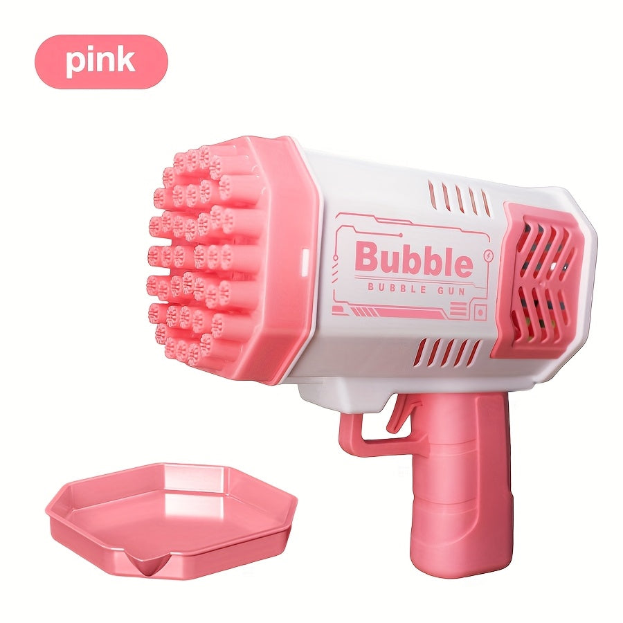 MAMXUAN Youngsters' 40-Hole Bubble Blaster Gun with LED Light - Portable Electric Bubble Maker for Outdoor Fun, Blue & Pink Plastic Bubble Guns for Boys and Girls (Bubbles Not Included)
