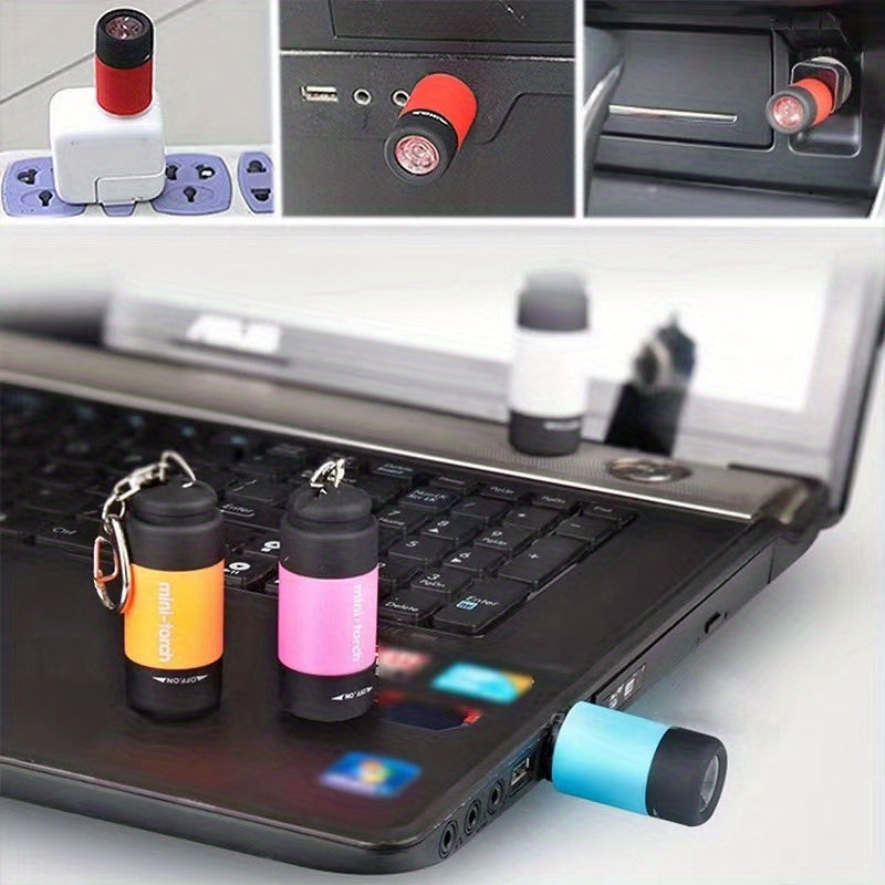 USB Rechargeable Portable Flashlight Keychain Mini Flashlight Camping Super Bright Light Outdoor Products