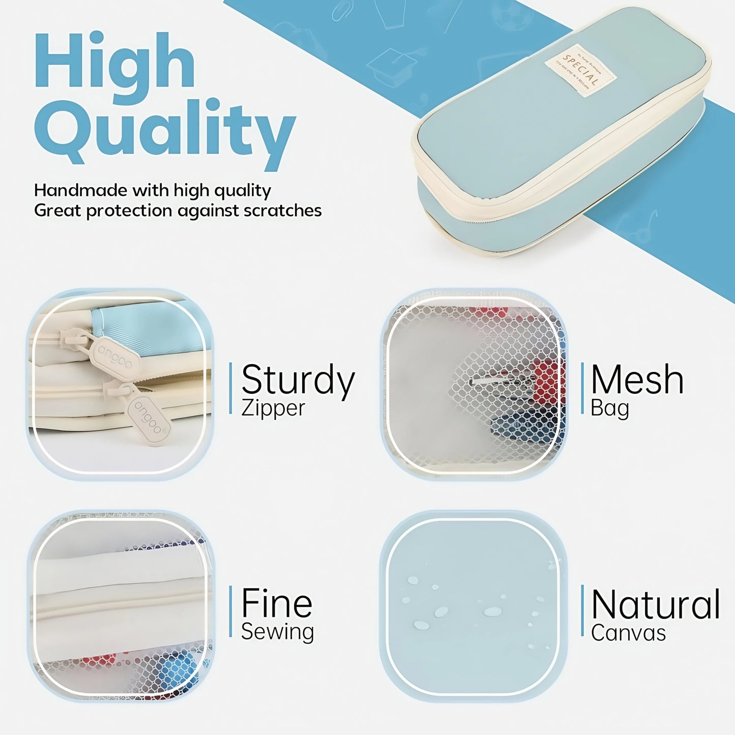 Extra Large Waterproof Pencil Case – Simple Fabric Organizer for Students, Office Supplies & Desktop Storage