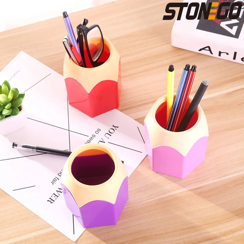 STONEGO Multi-Use Pen & Brush Holder – Cute Vase-Style Pencil Pot for Desk, Vanity & Stationery Storage (Accessories Not Included)