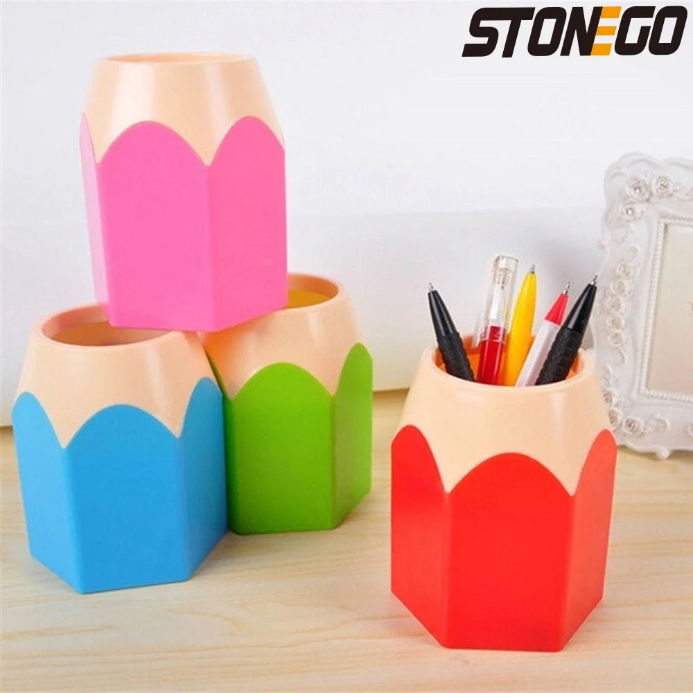 STONEGO Multi-Use Pen & Brush Holder – Cute Vase-Style Pencil Pot for Desk, Vanity & Stationery Storage (Accessories Not Included)