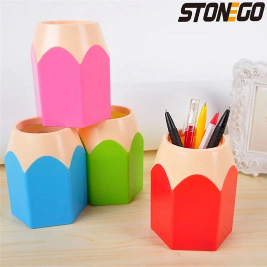 STONEGO Multi-Use Pen & Brush Holder – Cute Vase-Style Pencil Pot for Desk, Vanity & Stationery Storage (Accessories Not Included)