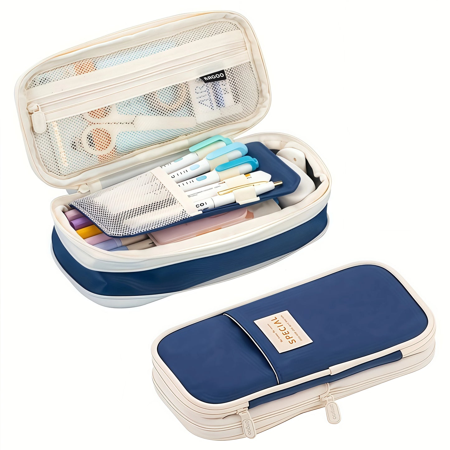 Extra Large Waterproof Pencil Case – Simple Fabric Organizer for Students, Office Supplies & Desktop Storage