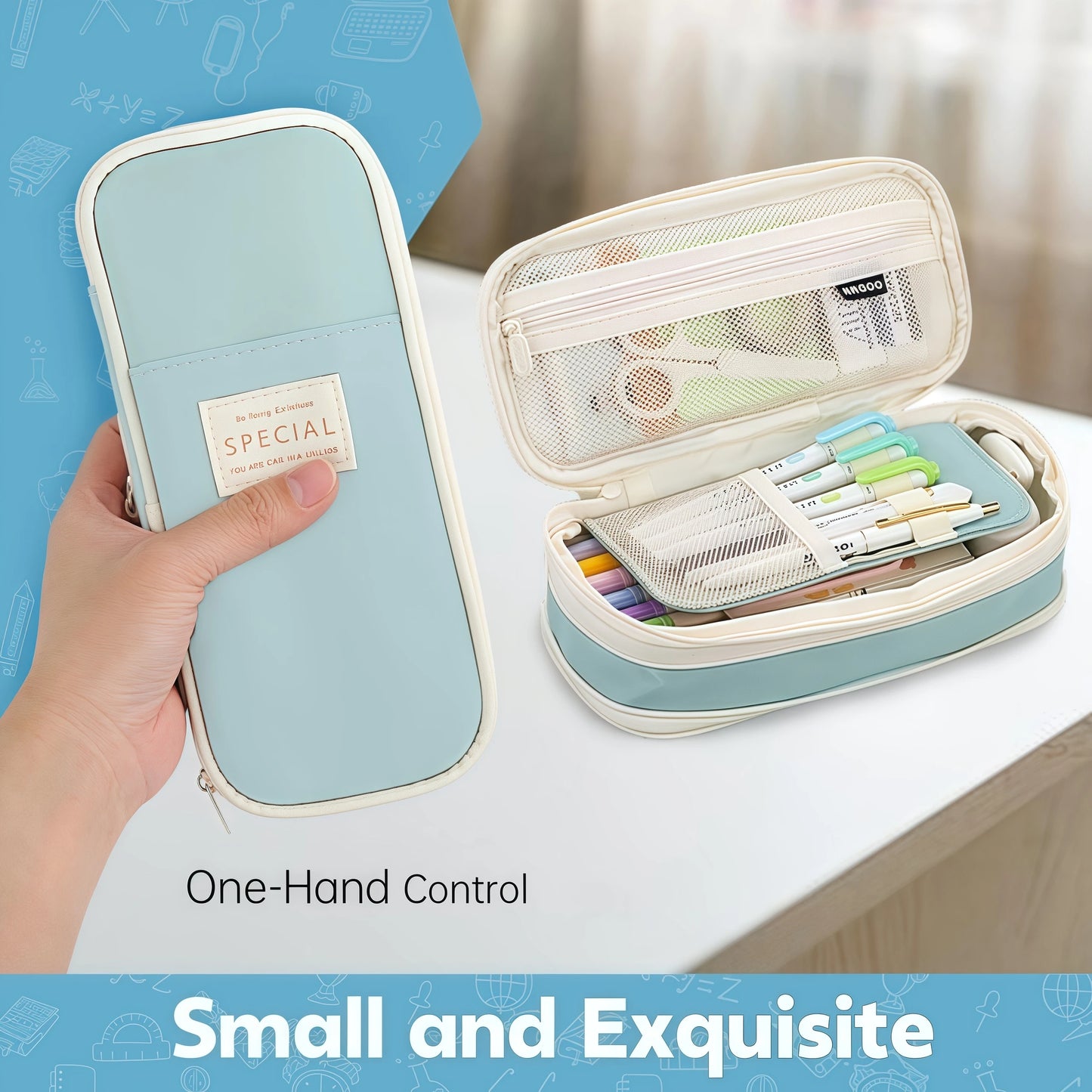 Extra Large Waterproof Pencil Case – Simple Fabric Organizer for Students, Office Supplies & Desktop Storage