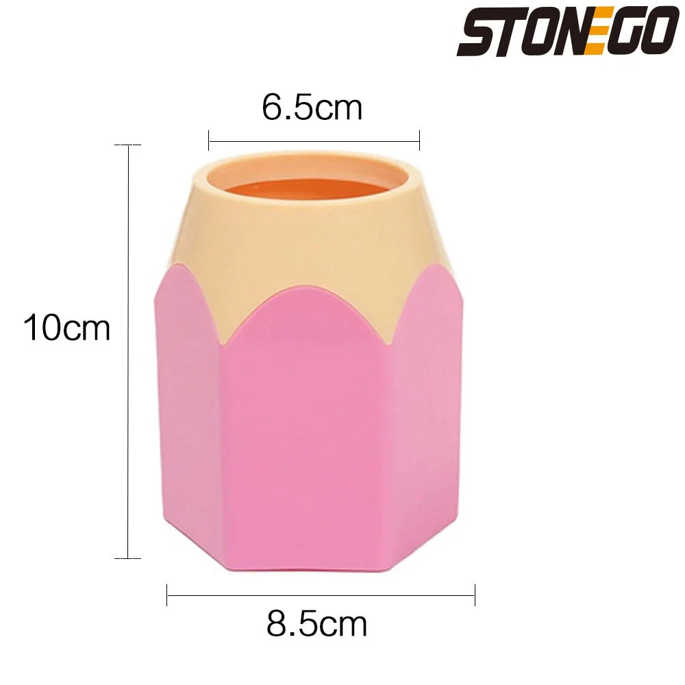 STONEGO Multi-Use Pen & Brush Holder – Cute Vase-Style Pencil Pot for Desk, Vanity & Stationery Storage (Accessories Not Included)