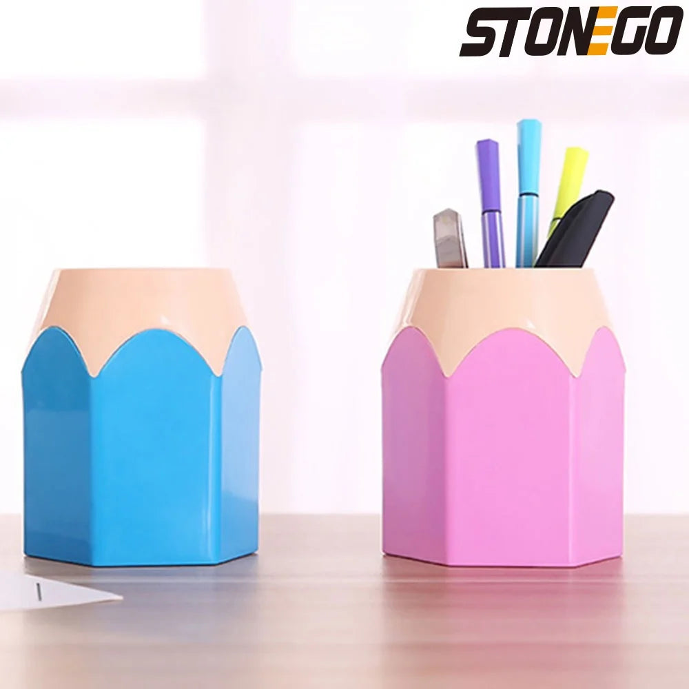STONEGO Multi-Use Pen & Brush Holder – Cute Vase-Style Pencil Pot for Desk, Vanity & Stationery Storage (Accessories Not Included)