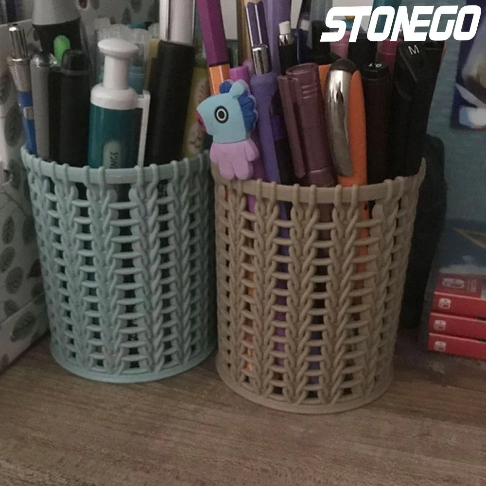 STONEGO Multi-Use Pen & Brush Holder – Cute Vase-Style Pencil Pot for Desk, Vanity & Stationery Storage (Accessories Not Included)
