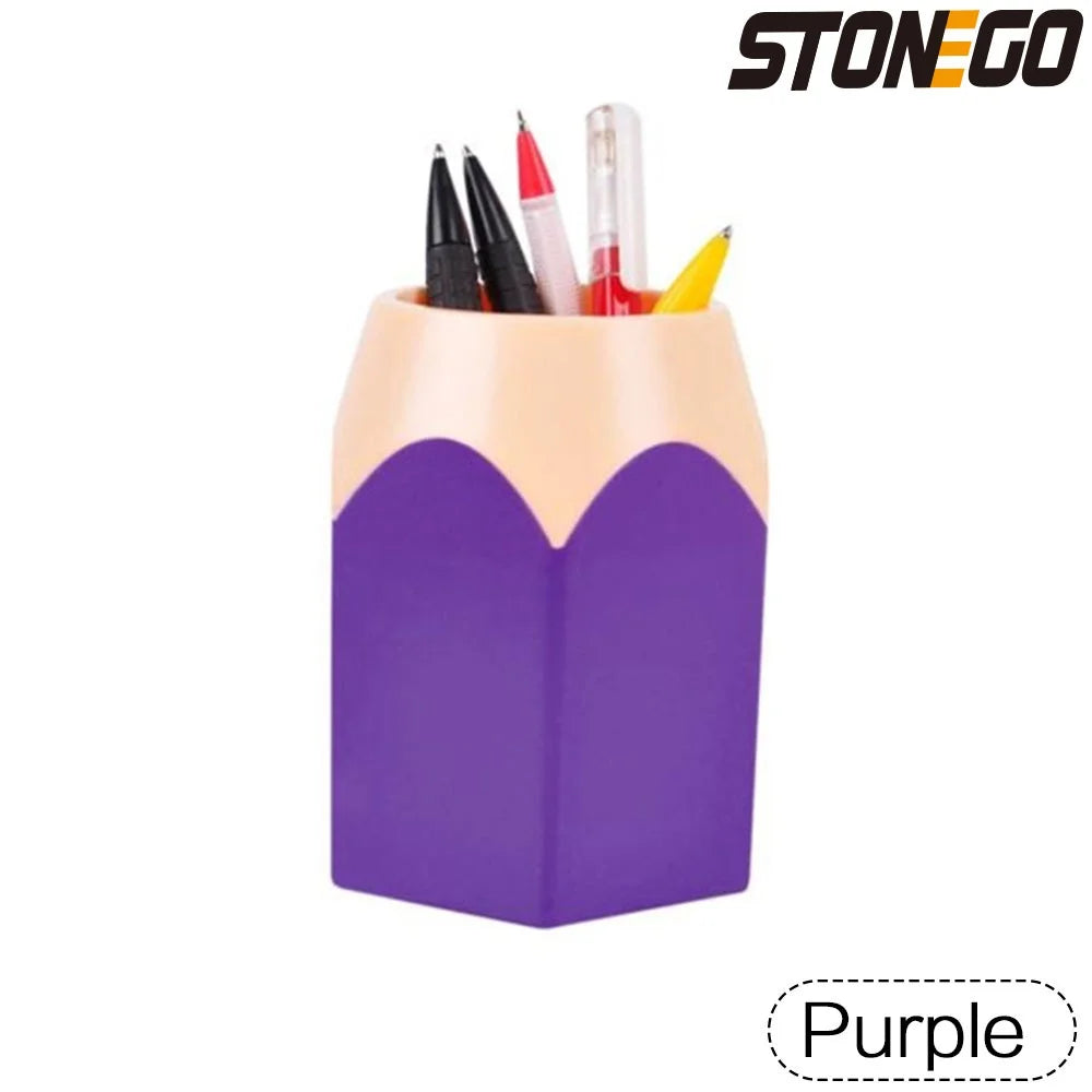 STONEGO Multi-Use Pen & Brush Holder – Cute Vase-Style Pencil Pot for Desk, Vanity & Stationery Storage (Accessories Not Included)