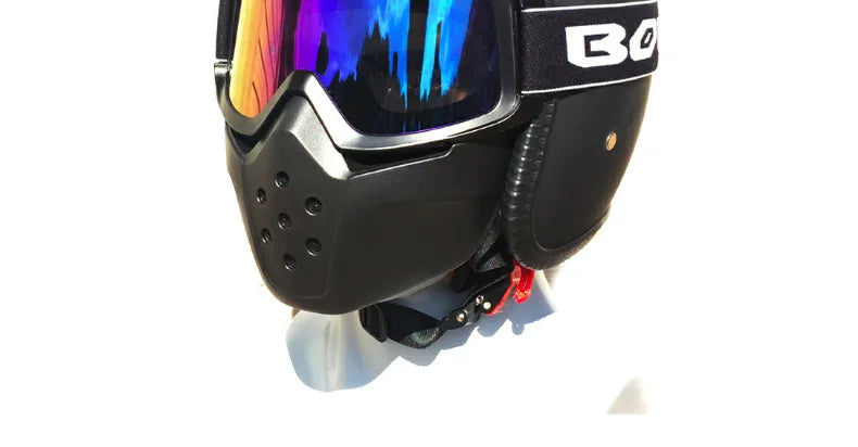 Motorcycle Face Mask Skull Open Face Helmet Mask Anti-UV Dust Helmets Goggles Vintage Mask Men Balaclava Winter Ski Face Shield