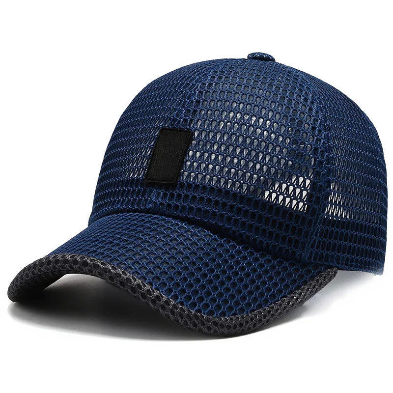 Summer Men Fishing Baseball Cap Casual Breathable Mesh Snapback Hat Man Black Sport Adjustable Sun Hat