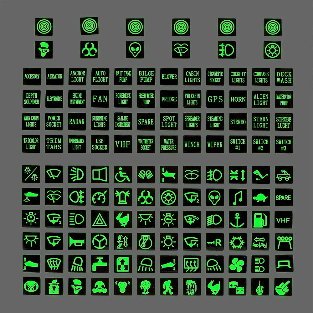 Luminous Car Stickers Dashboard Instrument Light Switch Panel Label Film Auto Accessories for Trailer Truck Marine Boat Caravan