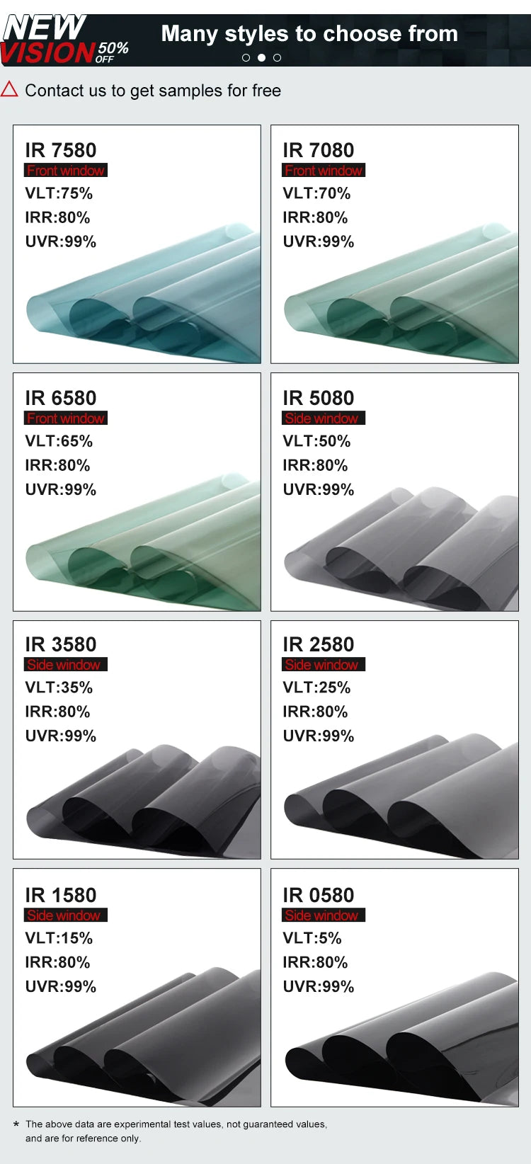 50cmX300cm IR80% UV99% Anti-glare UV Protection High Quality Nano Ceramic Solar Car Window Tint Film